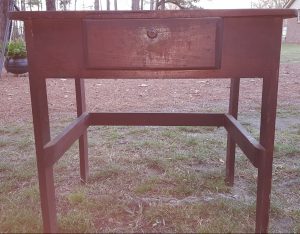Antique child's school desk before upcycling into an end table