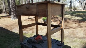 Upcycled desk after stripping and sanding...repeatedly!