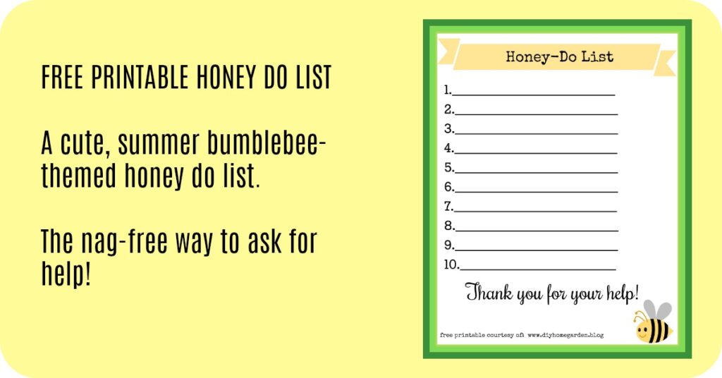 Free Printable: Honey Do List With Bumblebee Theme