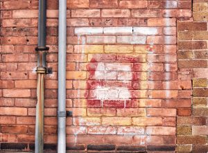 building bricks wall gutter summer