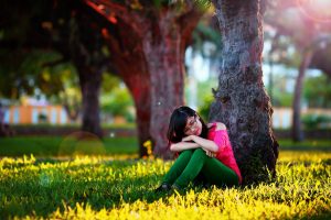 outside in the garden