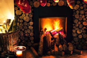 home brown beside fireplace near brown wicker basket