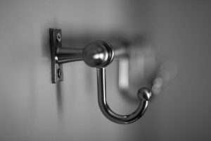 selective focus of stainless steel hook