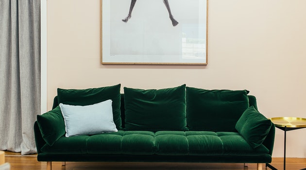 green couch in a home